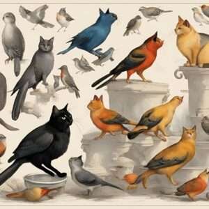 Overview of cats and birds cohabitating 12 Design sans titre